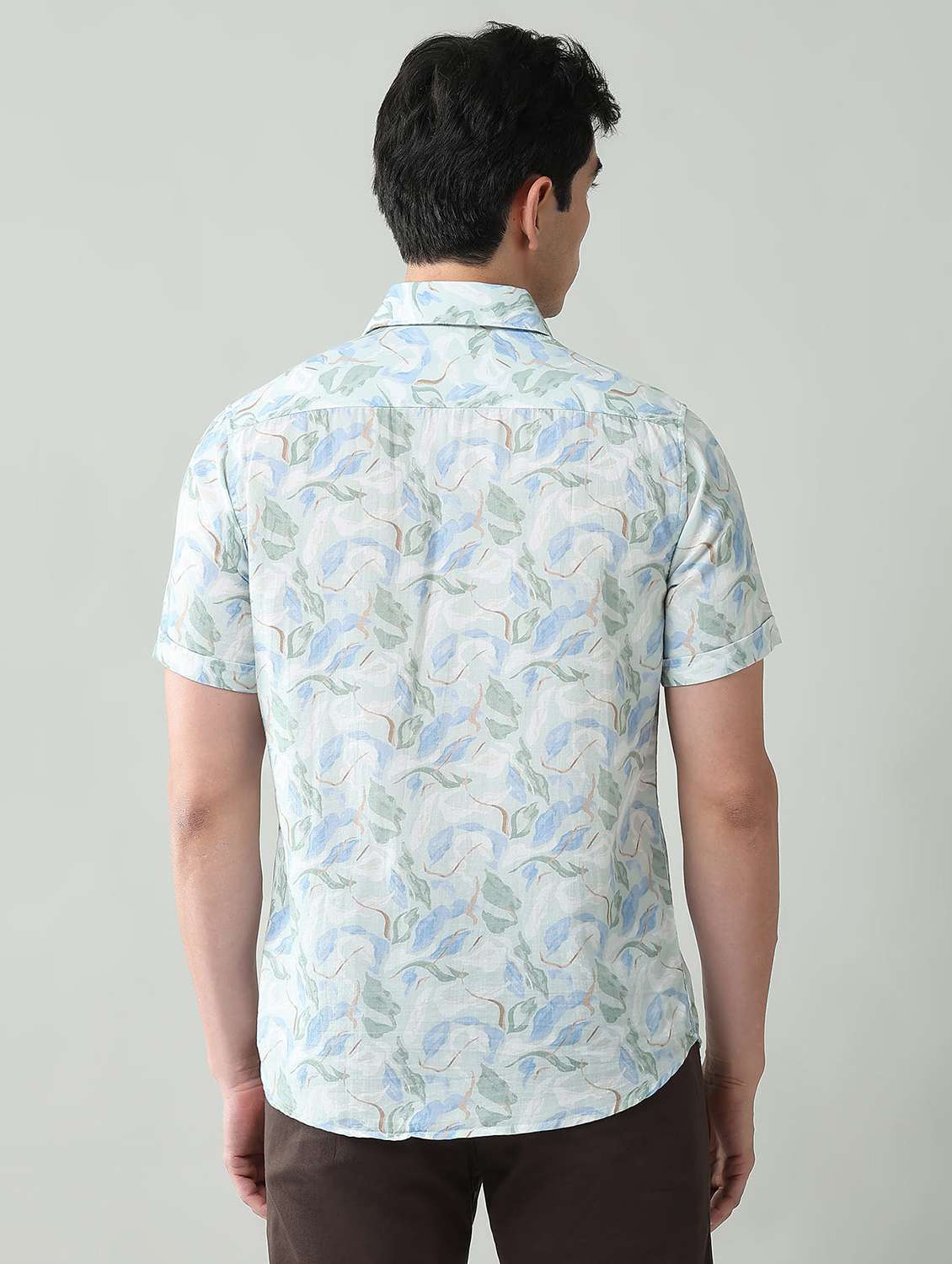 men printed short sleeve slim fit casual shirt - 22501930 -  Standard Image - 4