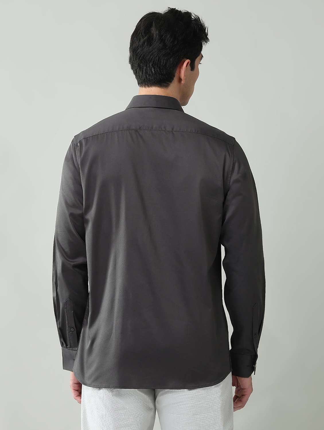 men solid long sleeve slim fit casual shirt - 22501943 -  Standard Image - 4
