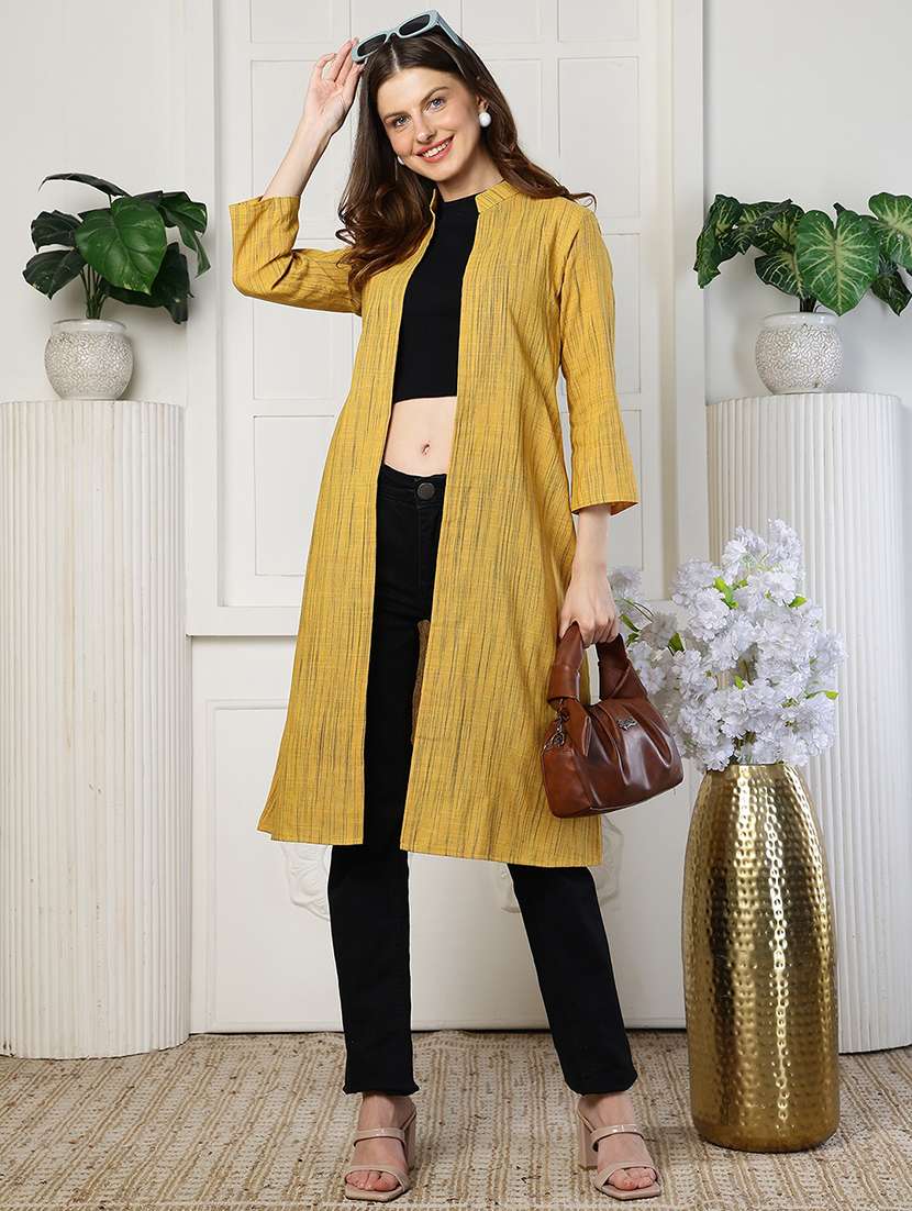 women self design three quarter sleeves regular shrug