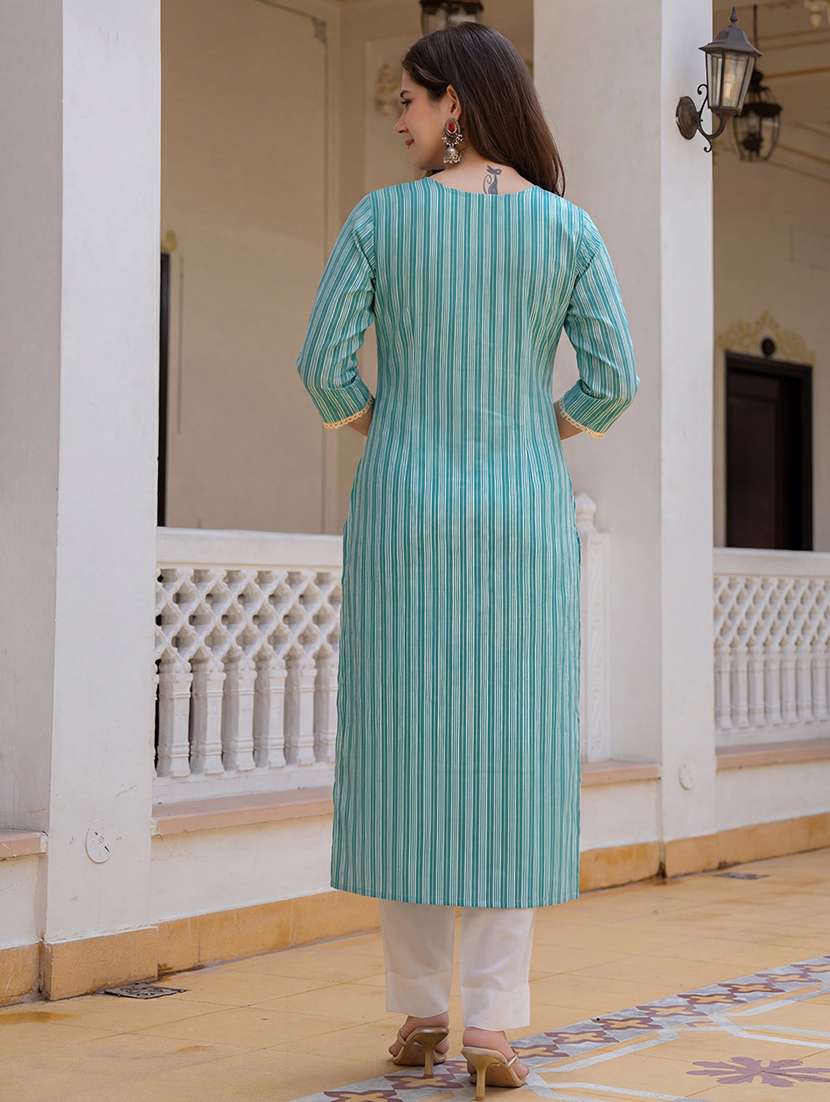 women printed notch neck straight kurta - 22501977 -  Standard Image - 4