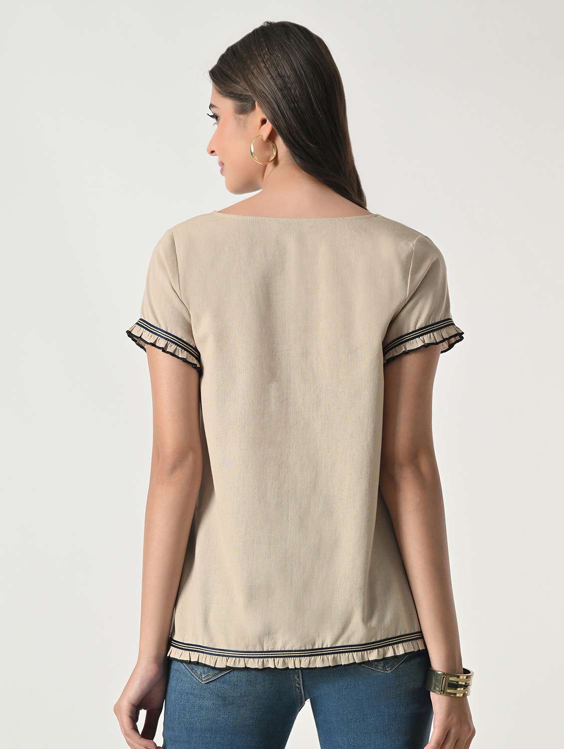 women embroidered round neck top - 22502015 -  Standard Image - 4