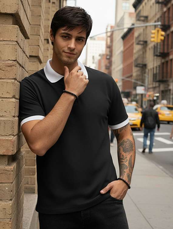 men solid short sleeve regular fit polo t-shirt