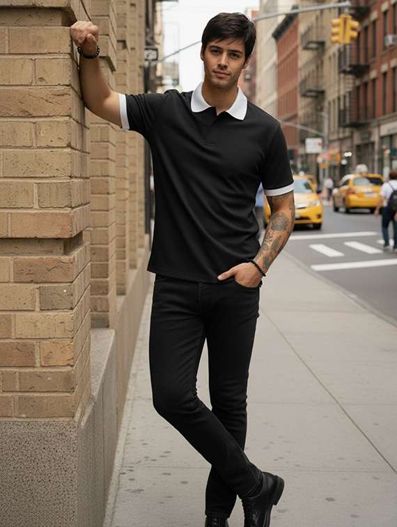 men solid short sleeve regular fit polo t-shirt - 22502032 -  Standard Image - 4