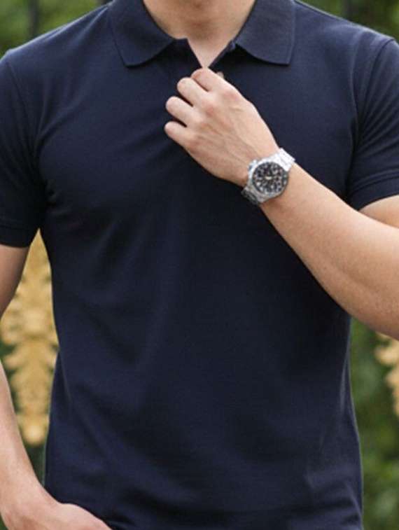 men solid short sleeve slim fit polo t-shirt - 22502033 -  Standard Image - 1