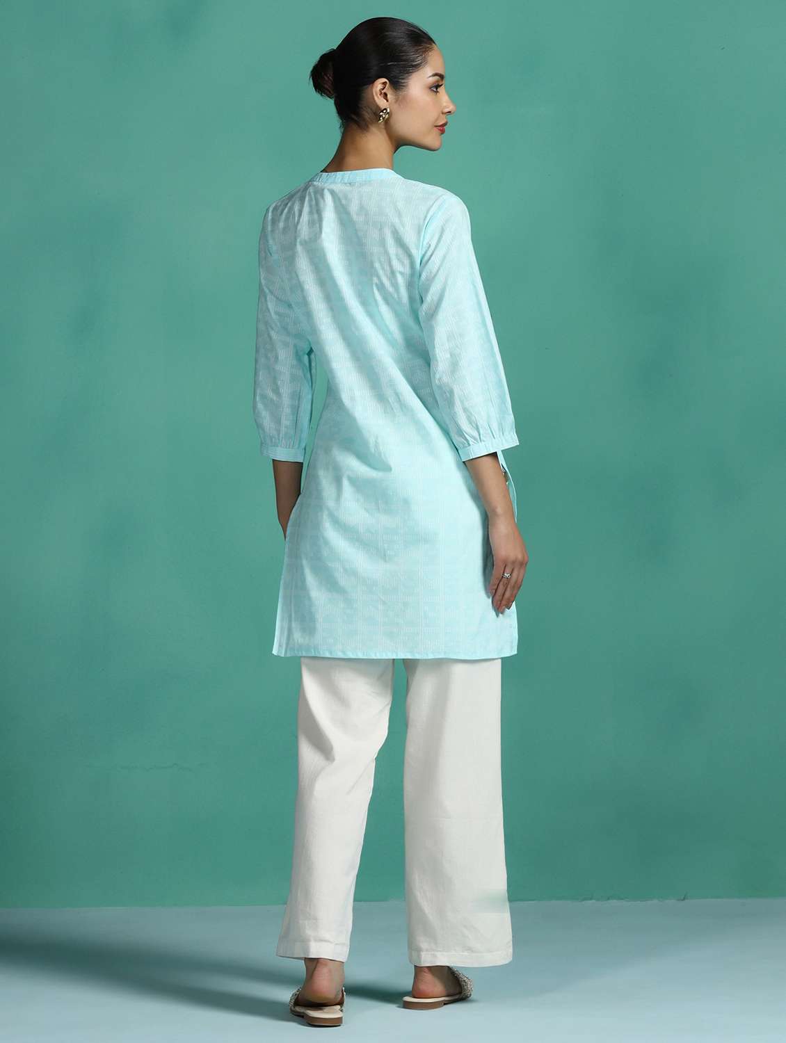 women printed three quarter sleeves straight kurti - 22502039 -  Standard Image - 4