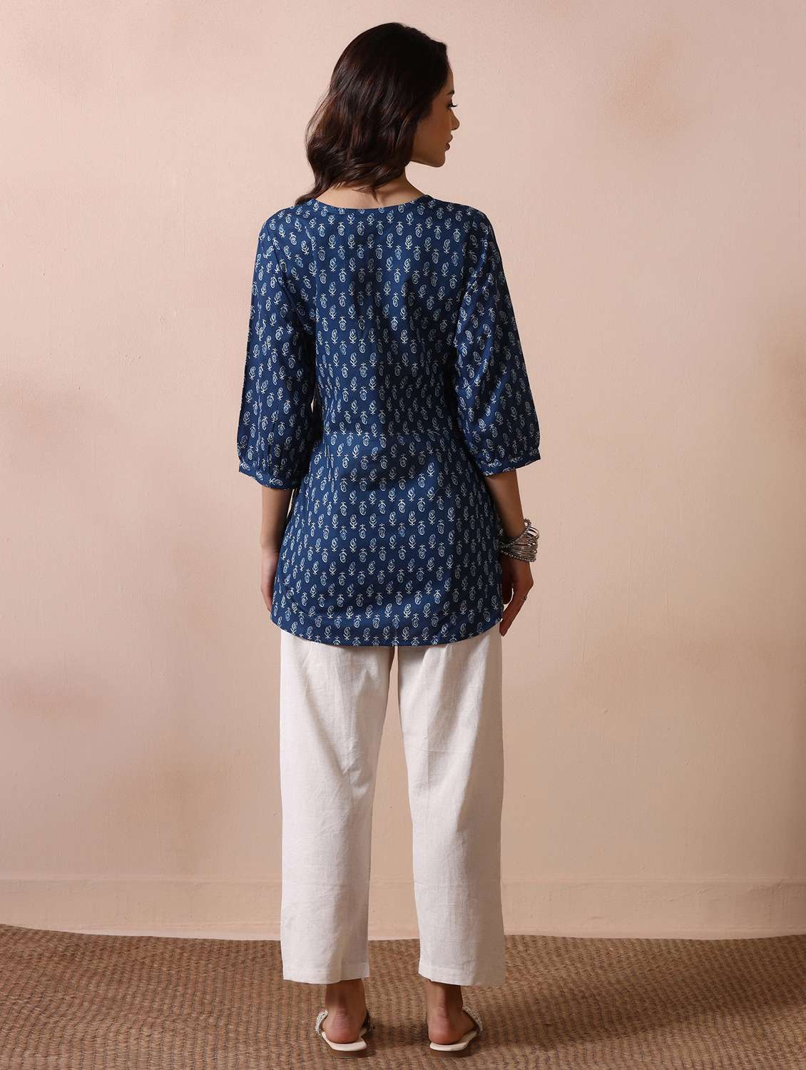 women printed three quarter sleeve straight kurti - 22502041 -  Standard Image - 4
