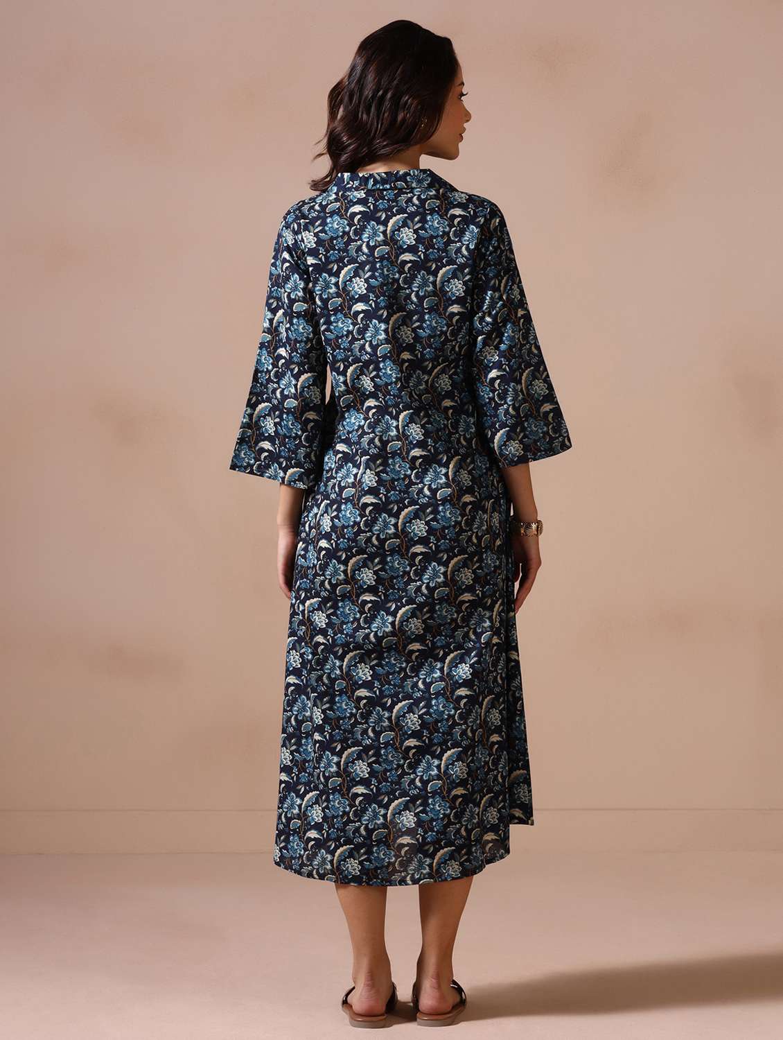 women floral three quarter sleeve a-line ethnic dress - 22502047 -  Standard Image - 4