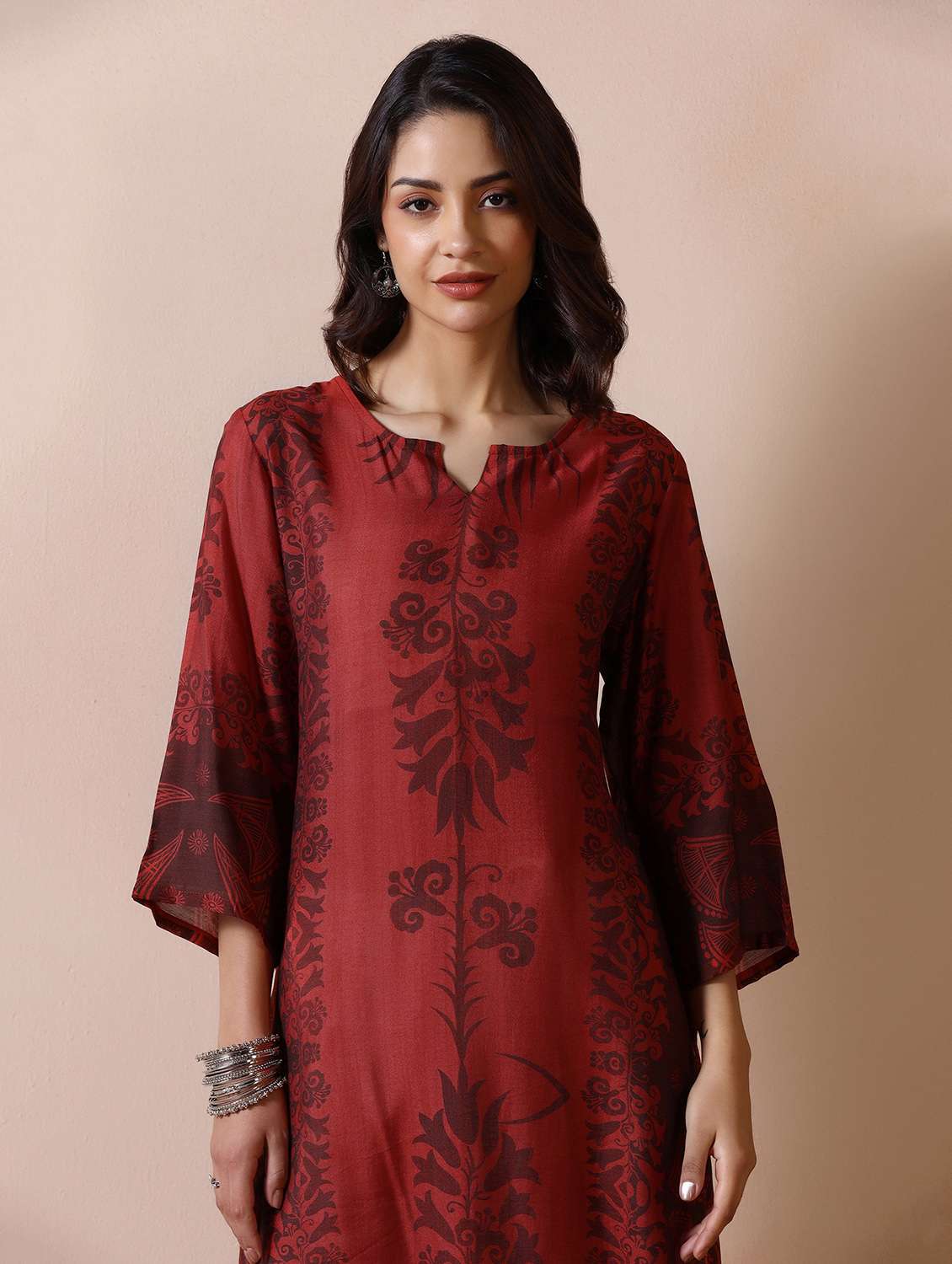 women printed three quarter sleeve straight kurta - 22502068 -  Standard Image - 1