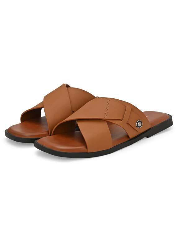 men tan slip on sandal - 22502108 -  Standard Image - 1