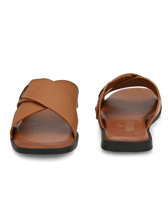 men tan slip on sandal - 22502108 -  Standard Image - 4