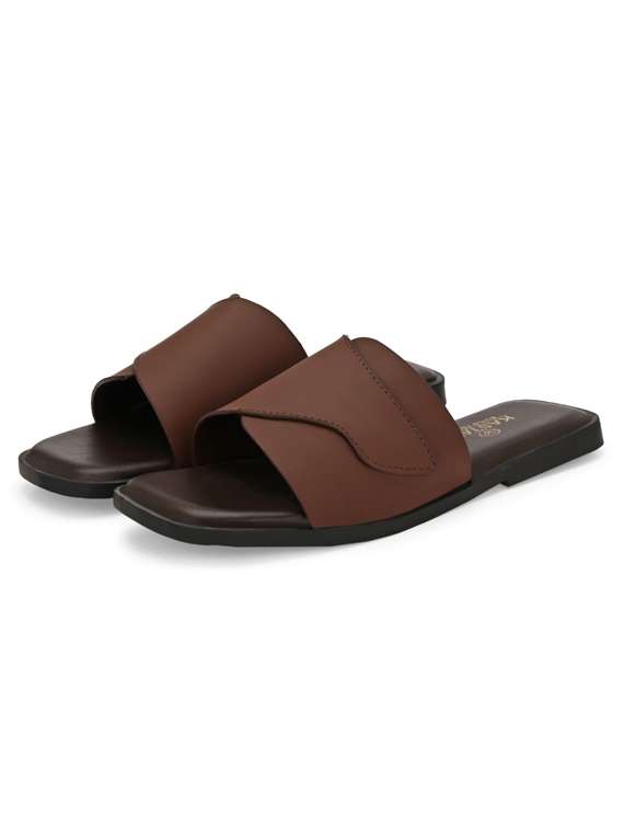 men brown slip on sandal - 22502110 -  Standard Image - 1