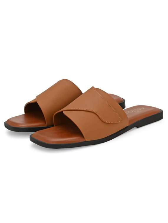 men tan slip on sandal - 22502111 -  Standard Image - 1