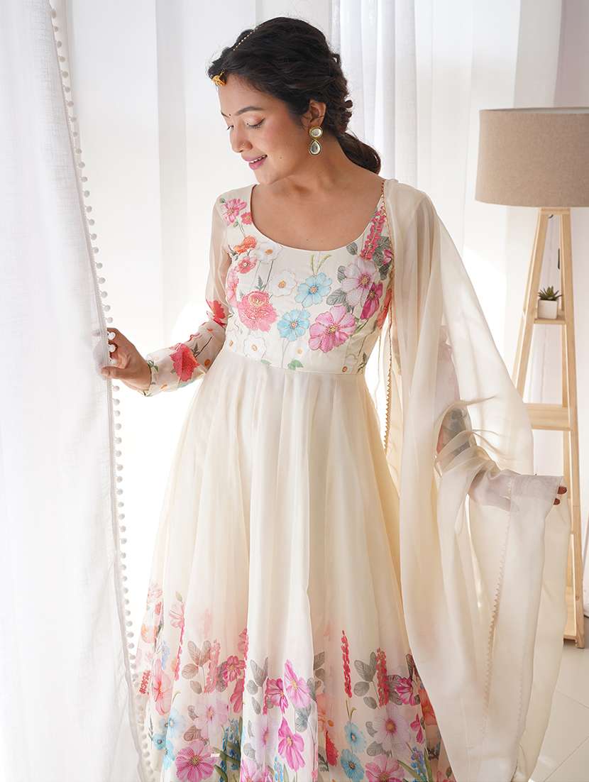 women printed long sleeves anarkali suit set - 22502113 -  Standard Image - 1