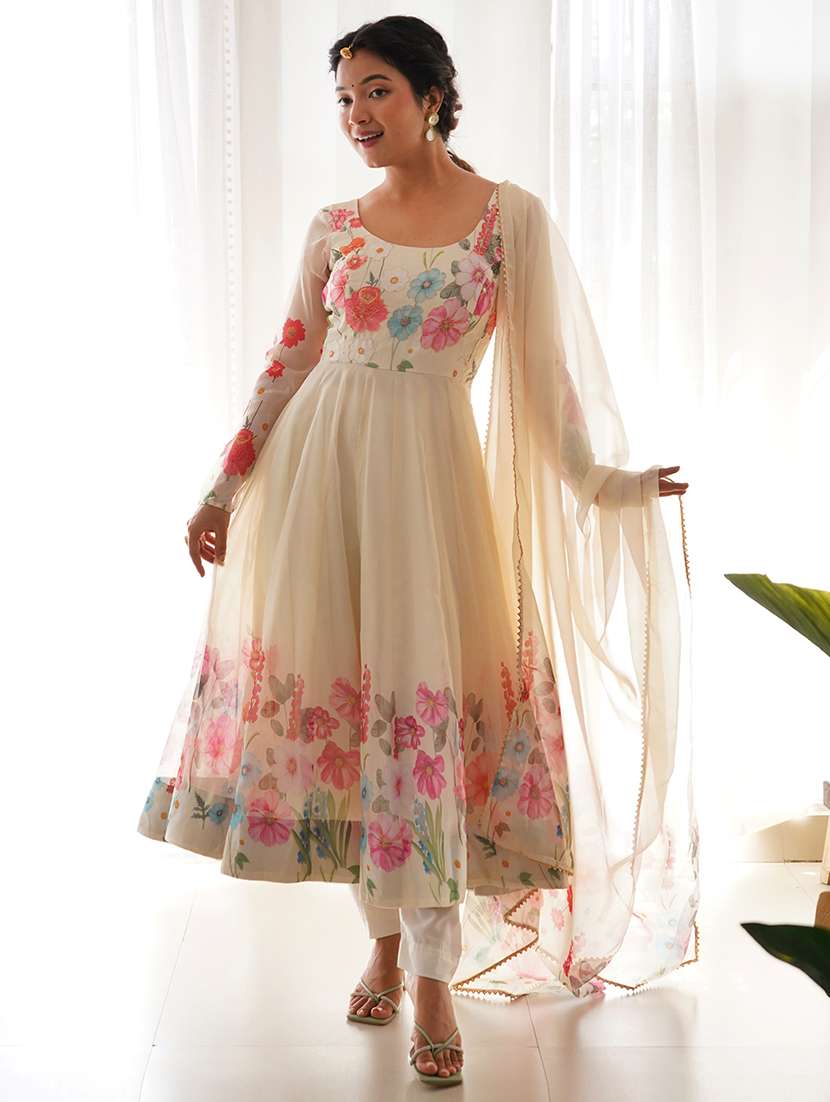 women printed long sleeves anarkali suit set - 22502113 -  Standard Image - 4