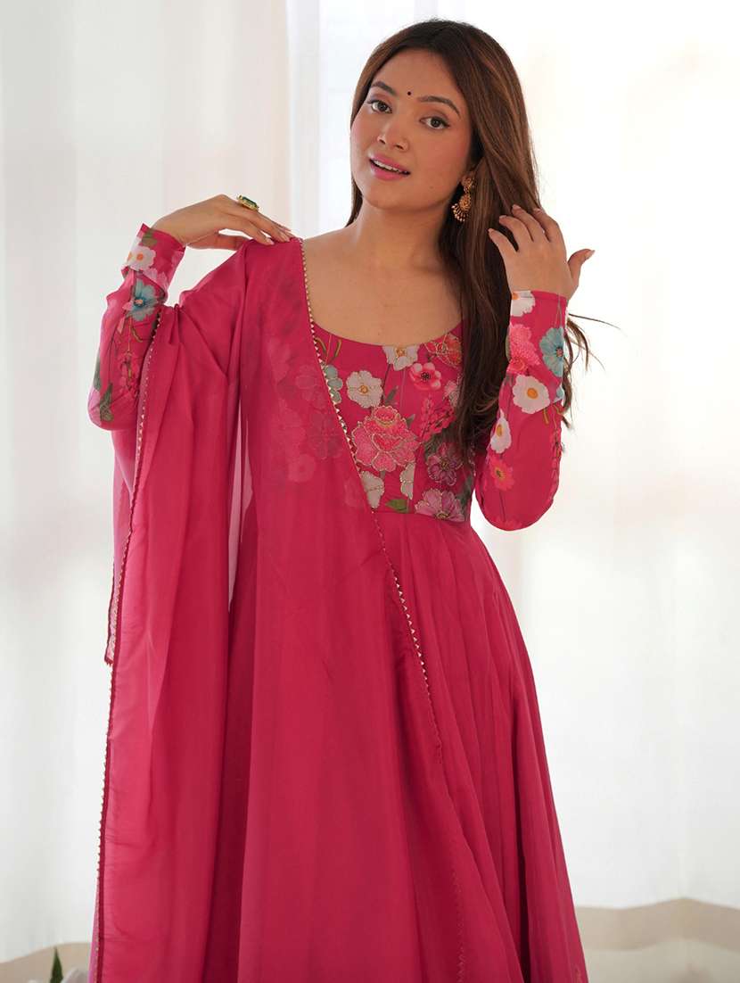women printed long sleeves anarkali suit set - 22502115 -  Standard Image - 1