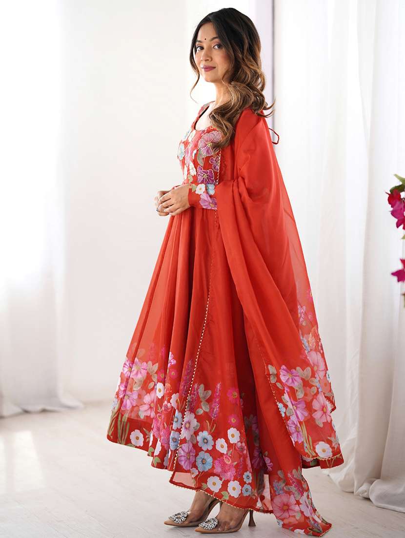 Women Printed Long Sleeves Anarkali Suit Set - 22502116 -  Standard Image - 4