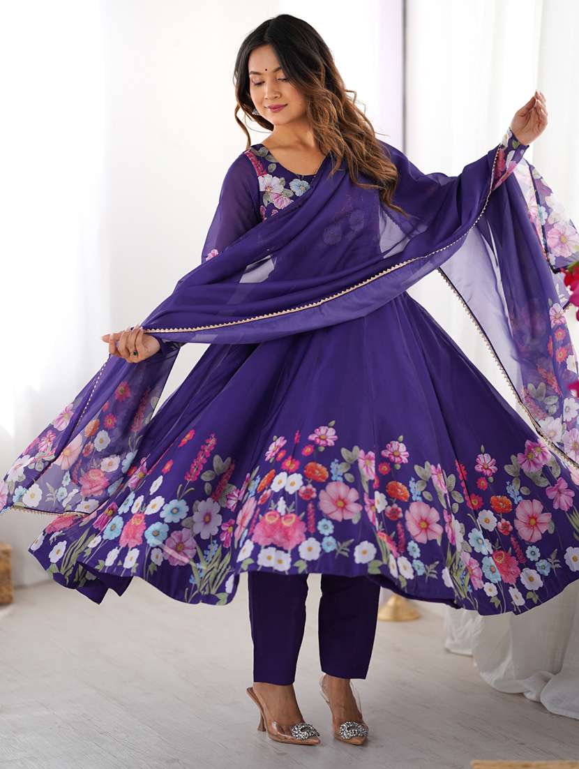 women printed long sleeves anarkali suit set - 22502117 -  Standard Image - 1
