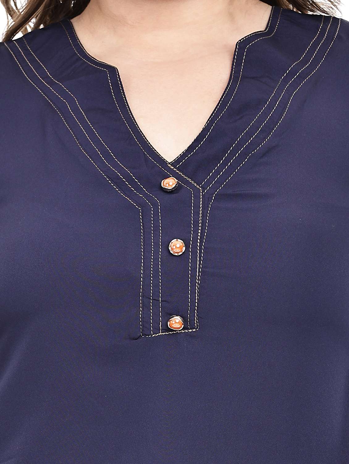 women solid three quarter sleeve regular top - 22502118 -  Standard Image - 1