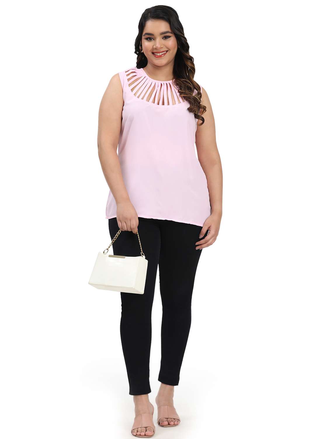 women solid sleeveless round neck top - 22502132 -  Standard Image - 4
