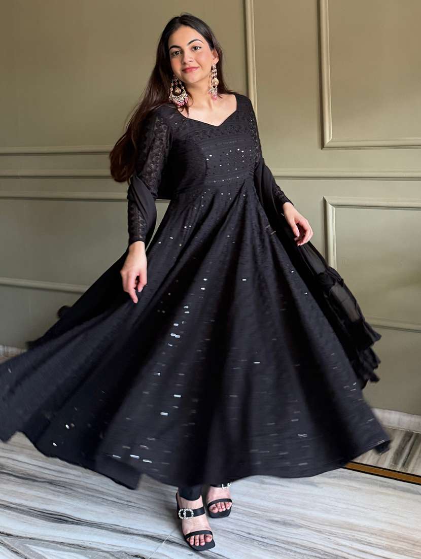 women embroidered long sleeves anarkali suit set - 22502153 -  Standard Image - 4