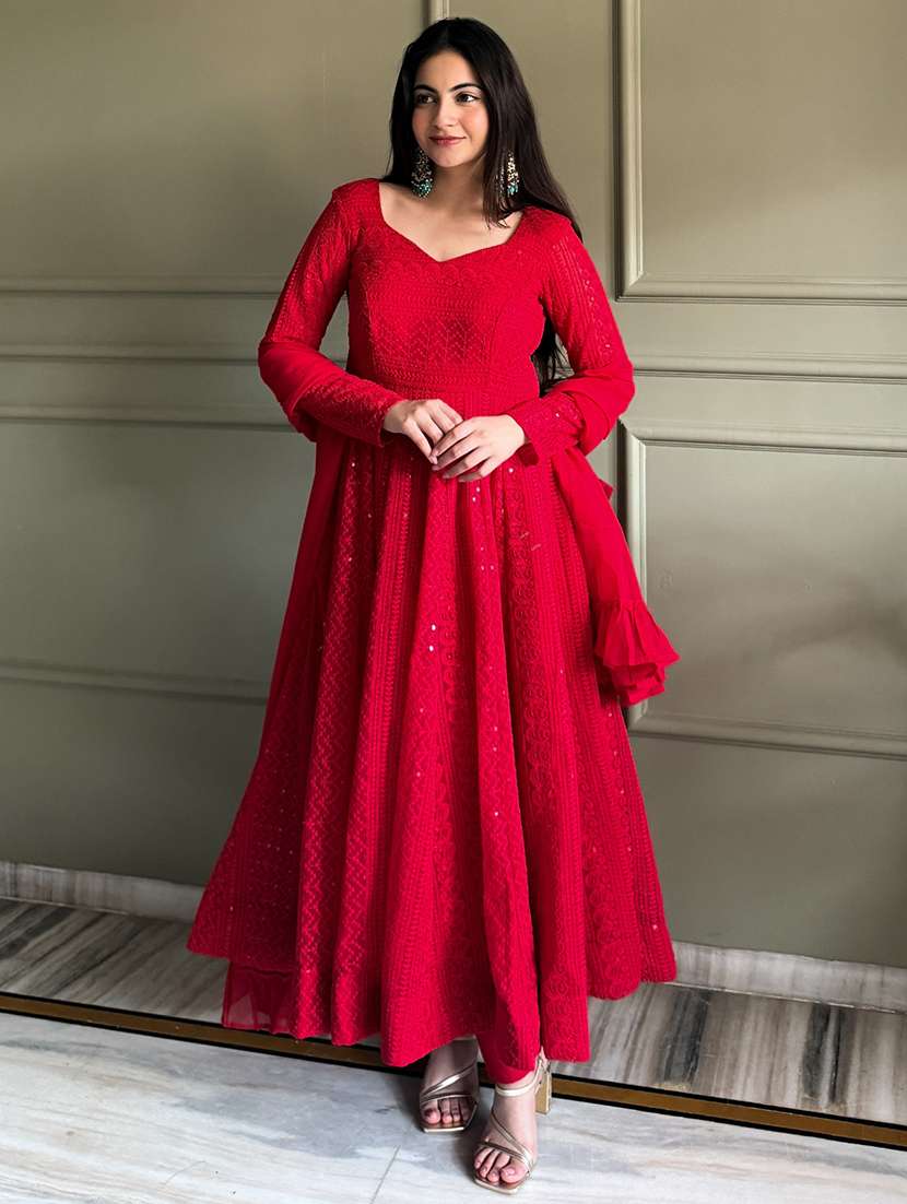 women embroidered long sleeves anarkali suit set - 22502154 -  Standard Image - 1