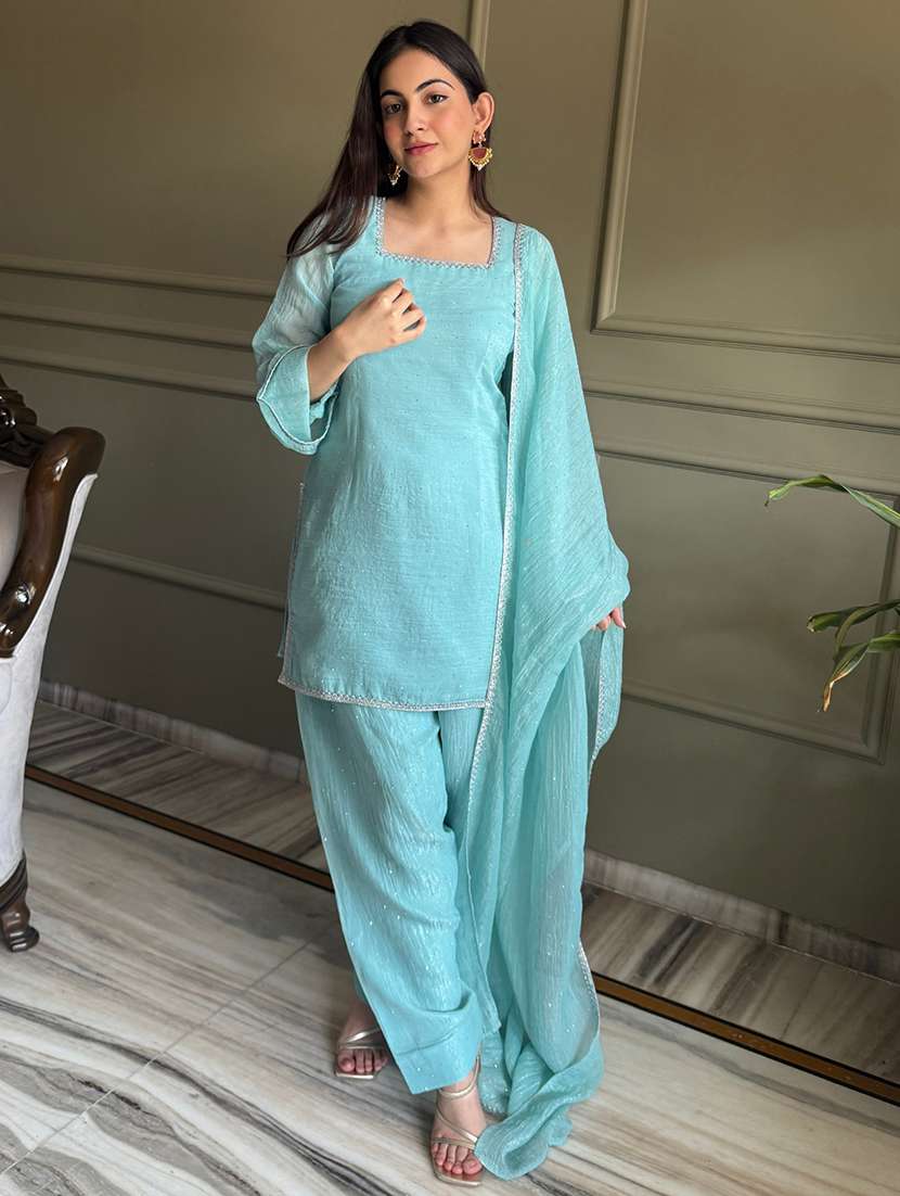 women self design long sleeves kurta and patiala suit set - 22502156 -  Standard Image - 1