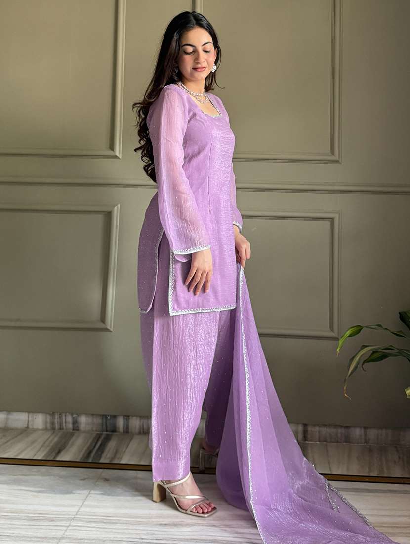 women self design long sleeves kurta and patiala suit set - 22502158 -  Standard Image - 1