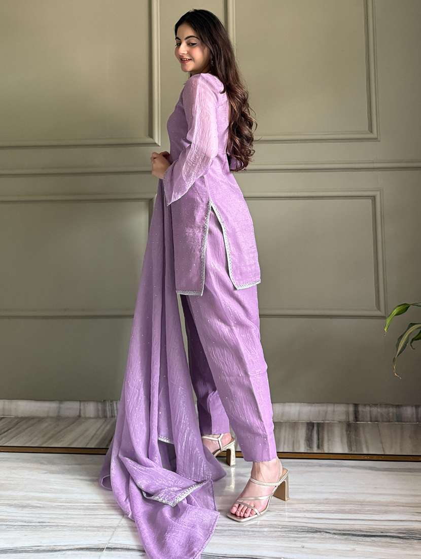 women self design long sleeves kurta and patiala suit set - 22502158 -  Standard Image - 4