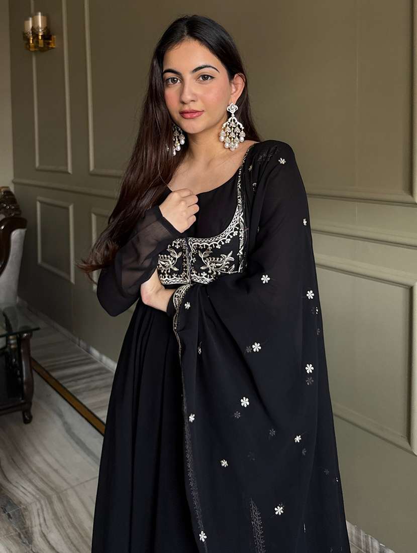 women embroidered long sleeves anarkali suit set - 22502161 -  Standard Image - 1