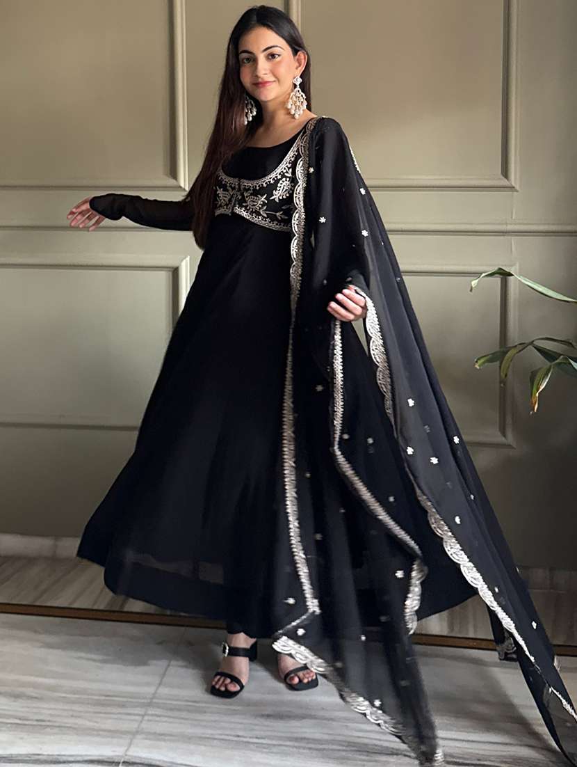 women embroidered long sleeves anarkali suit set - 22502161 -  Standard Image - 4