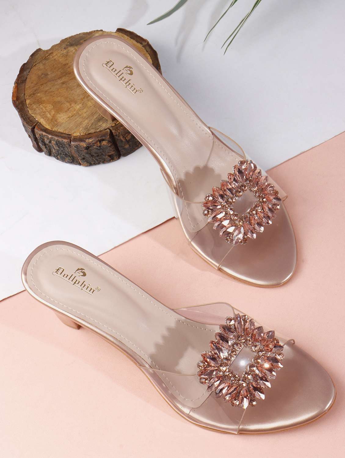 women gold slip on sandal