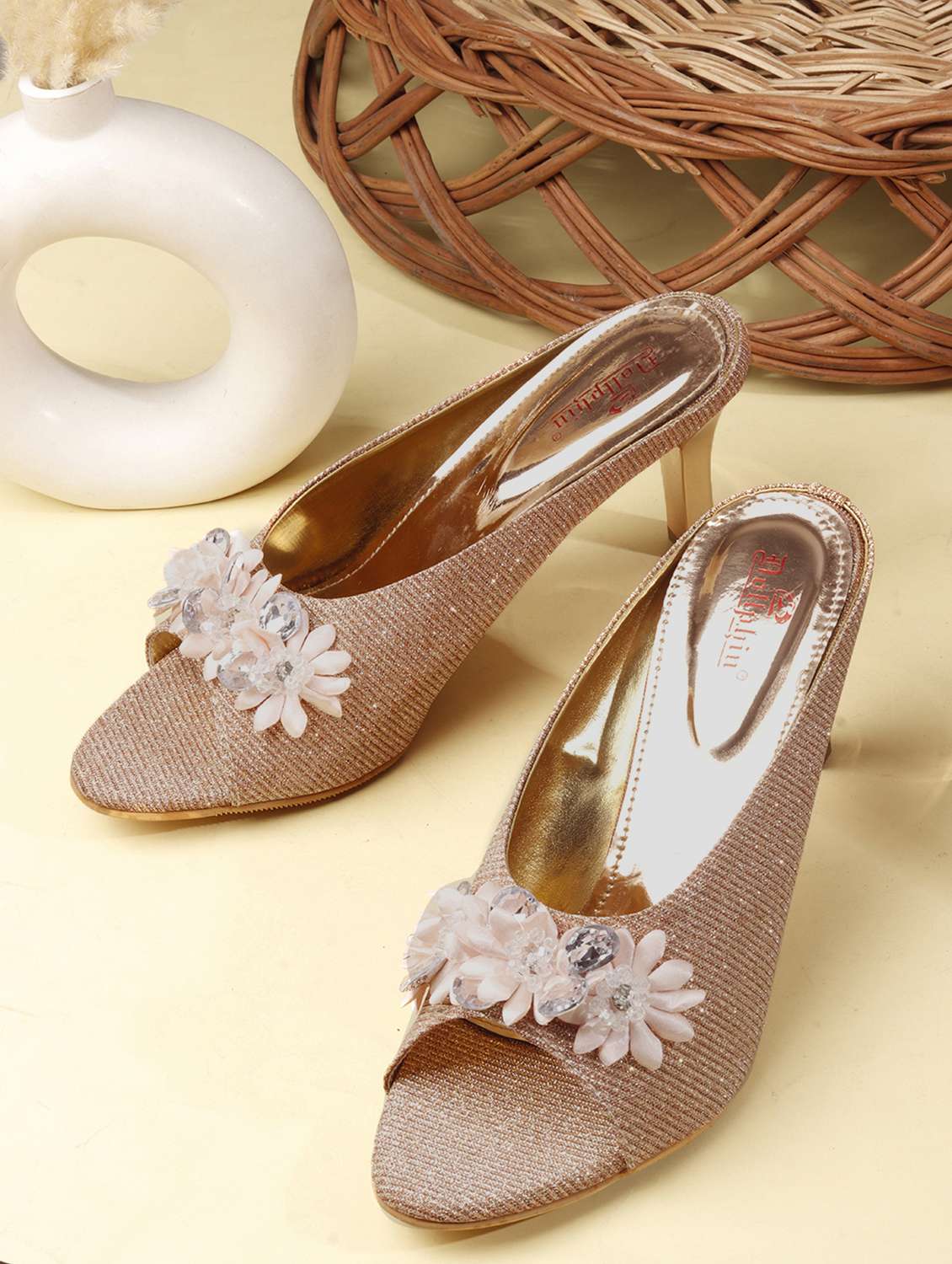 women embellished slip on sandal