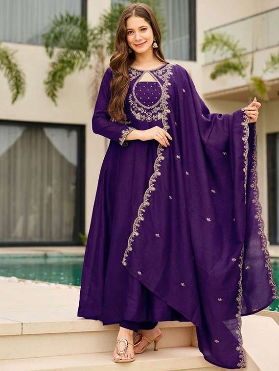 women embroidered long sleeve kurta pant with dupatta set