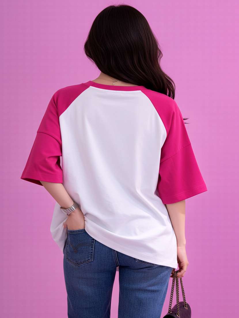 women printed raglan sleeve oversized t-shirt - 22502306 -  Standard Image - 4