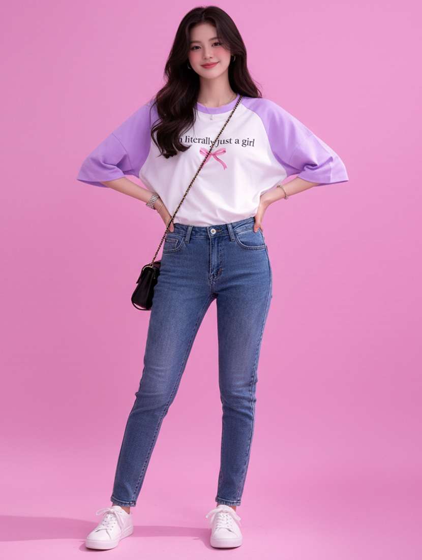 women printed raglan sleeve oversized t-shirt - 22502309 -  Standard Image - 4