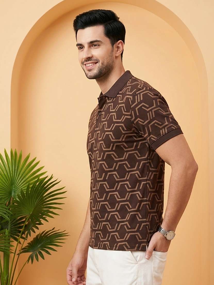 men printed short sleeve regular fit polo t-shirt - 22502315 -  Standard Image - 1
