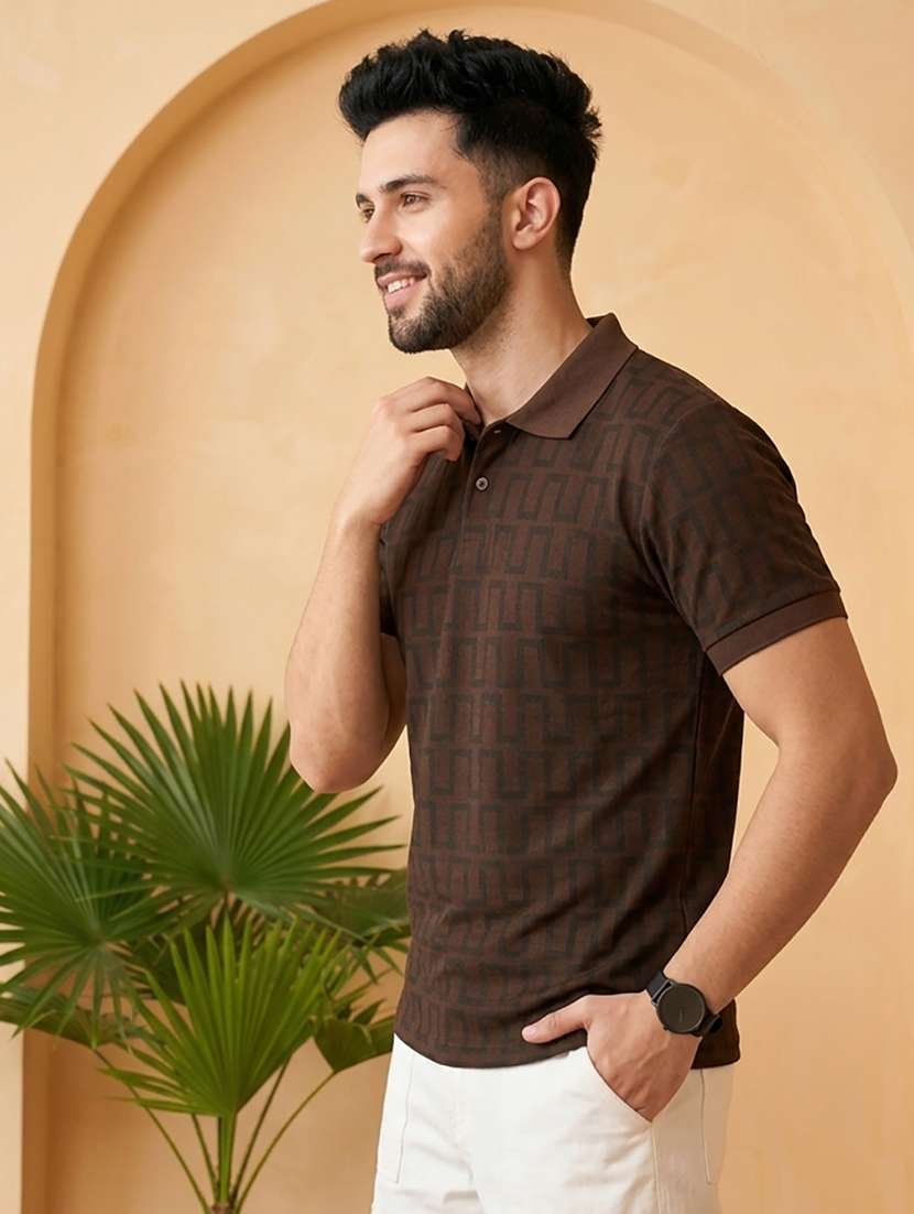 men printed short sleeve regular fit polo t-shirt - 22502325 -  Standard Image - 1