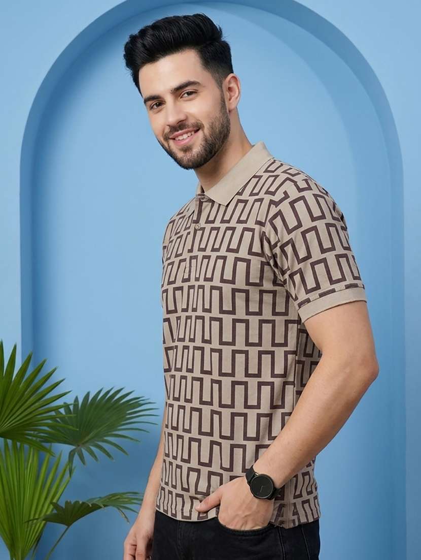 men printed short sleeve regular fit polo t-shirt - 22502326 -  Standard Image - 1