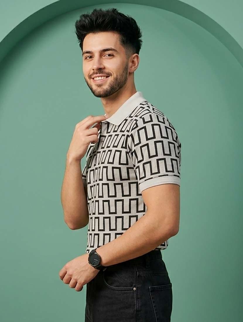 men printed short sleeve regular fit polo t-shirt - 22502327 -  Standard Image - 1