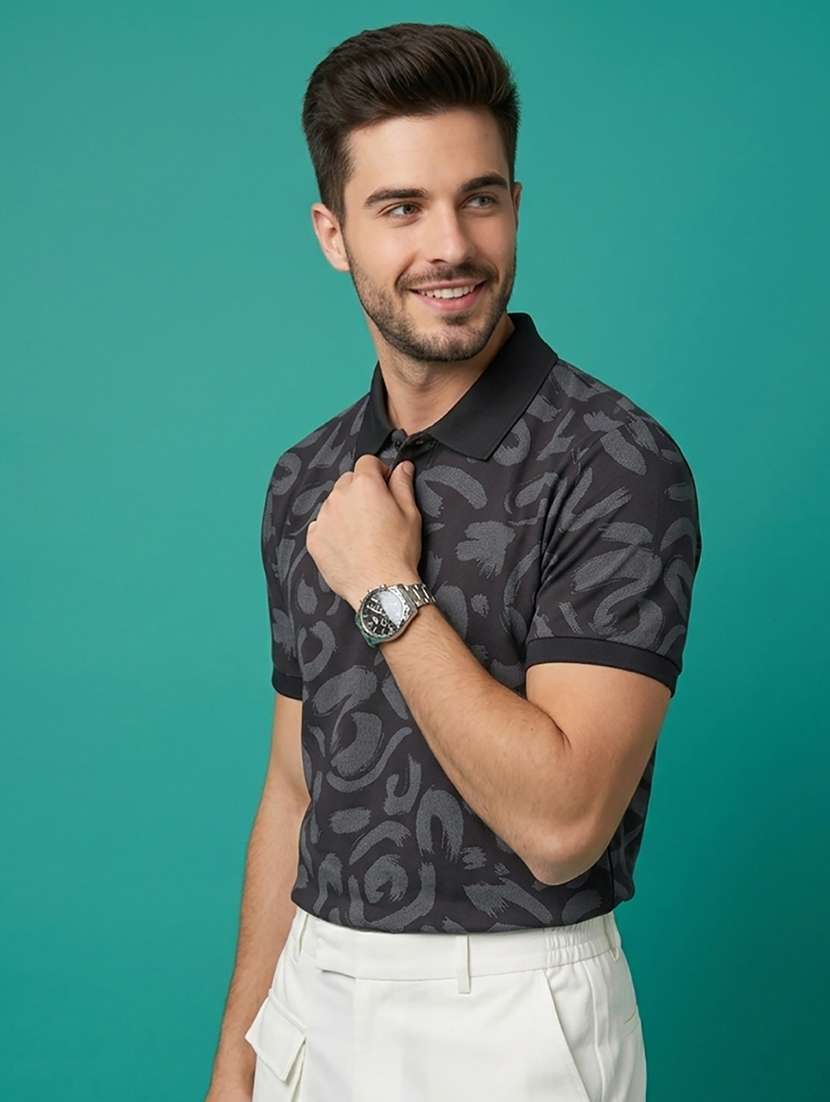 men printed short sleeve regular fit polo t-shirt - 22502328 -  Standard Image - 1