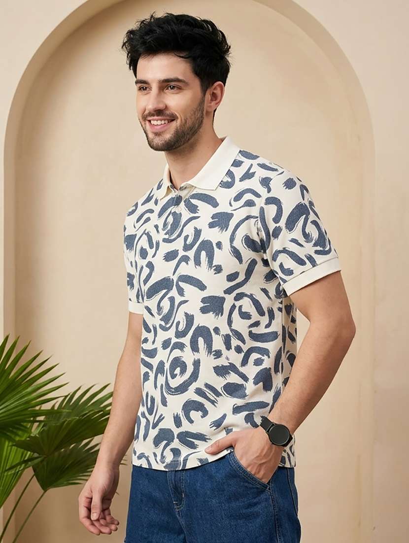 men printed short sleeve regular fit polo t-shirt - 22502330 -  Standard Image - 1