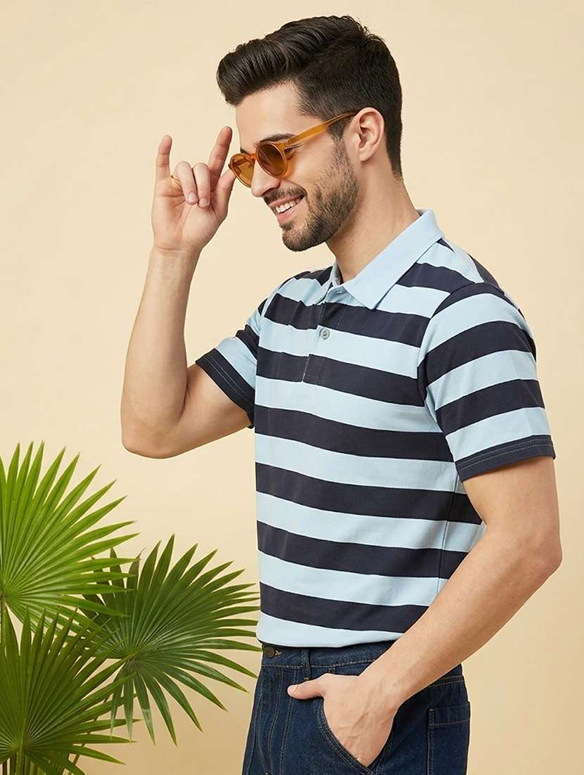 men striped short sleeve regular fit polo t-shirt - 22502350 -  Standard Image - 1