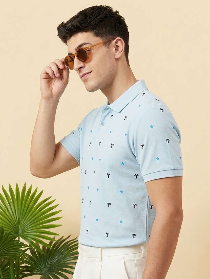 men printed short sleeve regular fit polo t-shirt - 22502356 -  Standard Image - 1