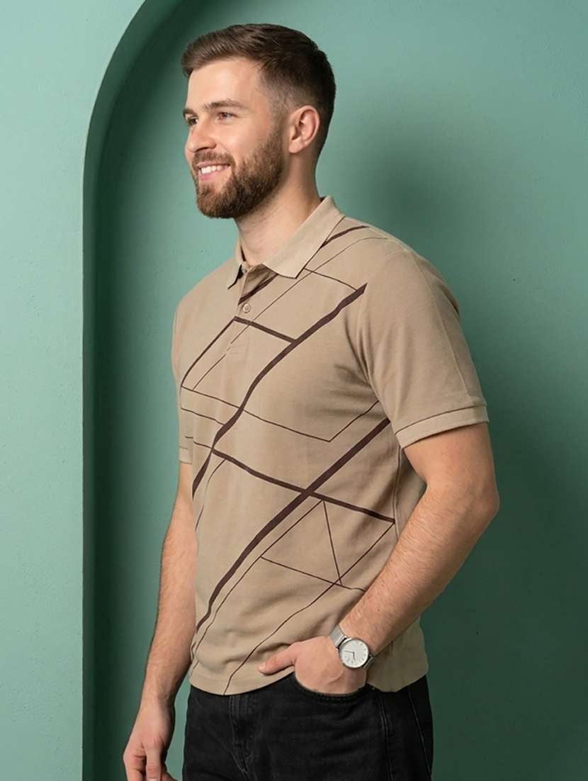 men printed short sleeve regular fit polo t-shirt - 22502358 -  Standard Image - 1