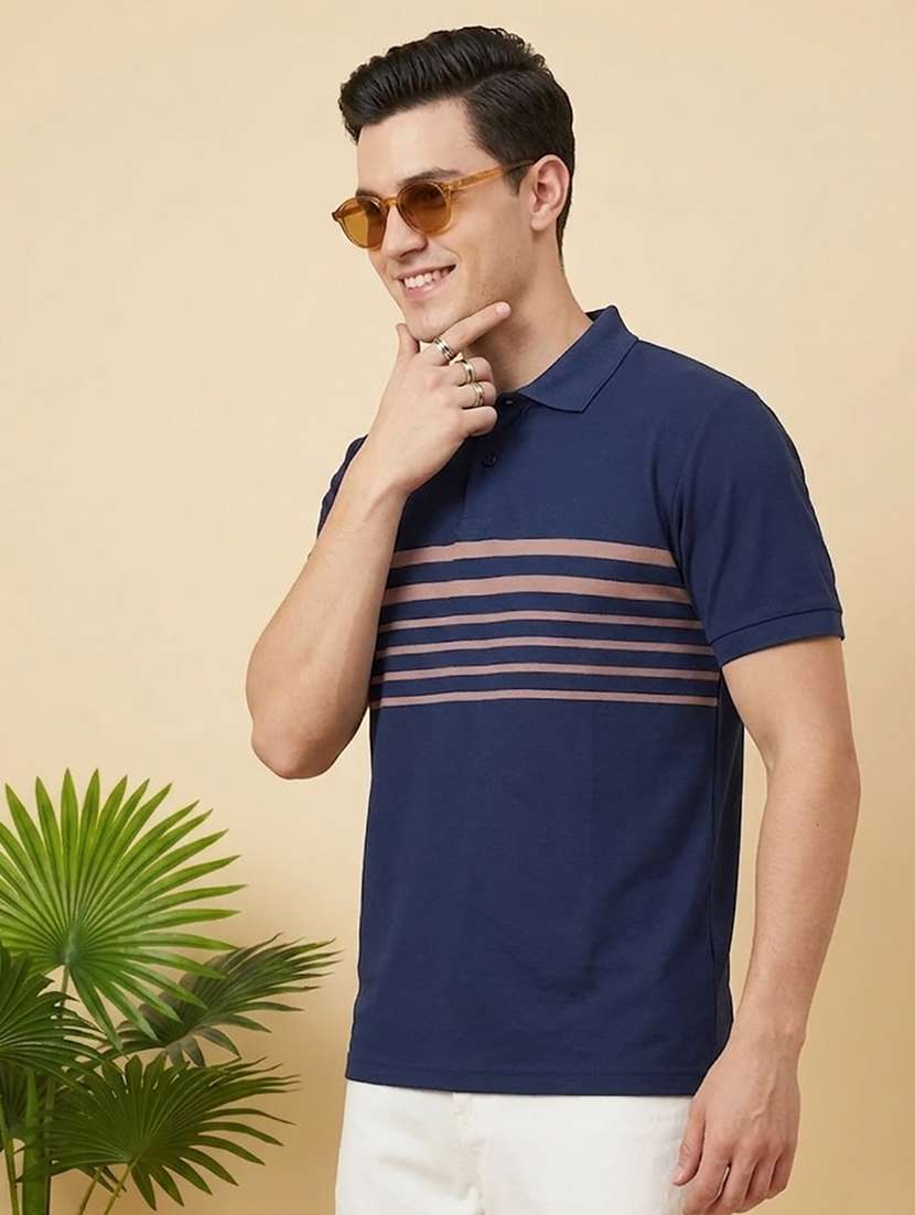 men striped short sleeve regular fit polo t-shirt - 22502363 -  Standard Image - 1