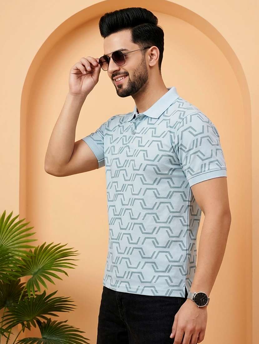 men printed short sleeve regular fit polo t-shirt - 22502372 -  Standard Image - 1