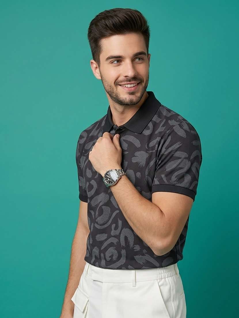 men printed short sleeve regular fit polo t-shirt - 22502383 -  Standard Image - 1