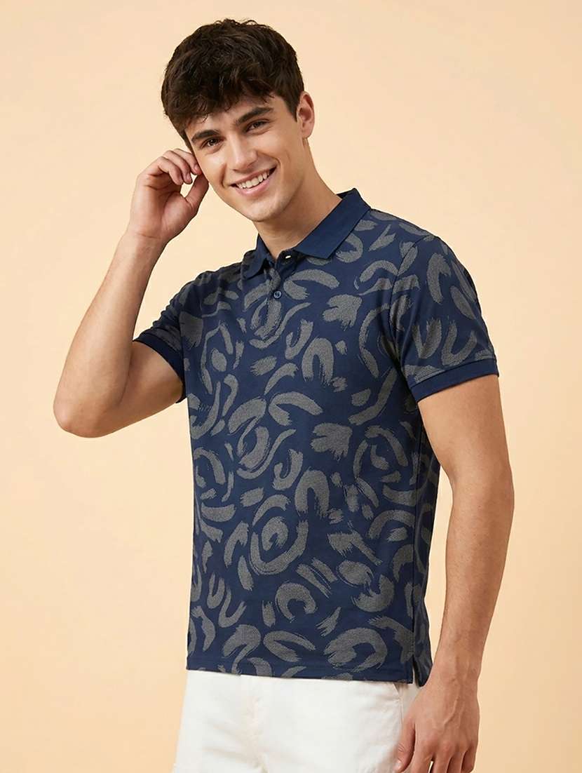 men printed short sleeve regular fit polo t-shirt - 22502384 -  Standard Image - 1