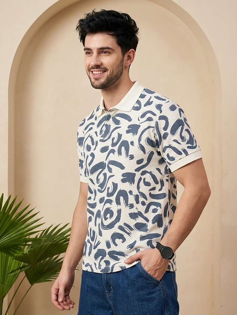 men printed short sleeve regular fit polo t-shirt - 22502385 -  Standard Image - 1