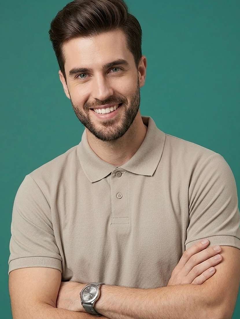 men solid short sleeve regular fit polo t-shirt - 22502391 -  Standard Image - 1